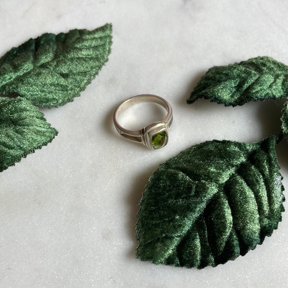 Bask | Silver Faceted Peridot Ring | 7